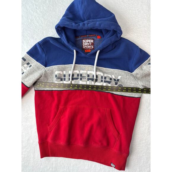 Superdry Sports Hoodie Size Medium Chest Stripe Vintage Style Spellout Logo - Picture 6 of 7